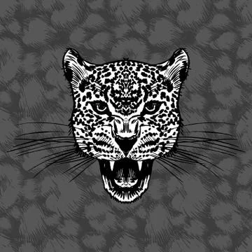 Leopard face tattoo ,Vector illustration, print Stock Illustration