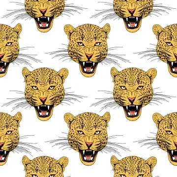 Leopard face tattoo ,Vector illustration, print Stock Illustration