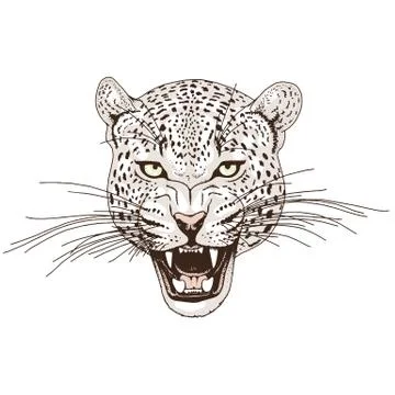 Leopard face tattoo ,Vector illustration, print Stock Illustration