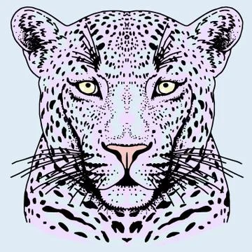 Leopard face tattoo ,Vector illustration, print Stock Illustration