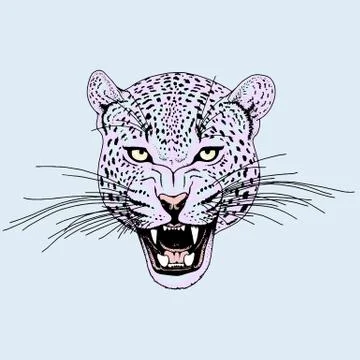 Leopard face tattoo ,Vector illustration, print Stock Illustration