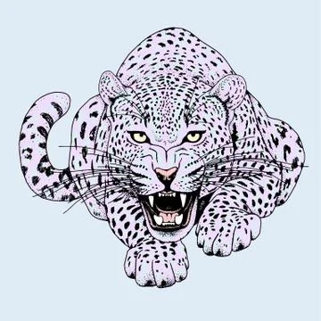 Leopard face tattoo ,Vector illustration, print Stock Illustration