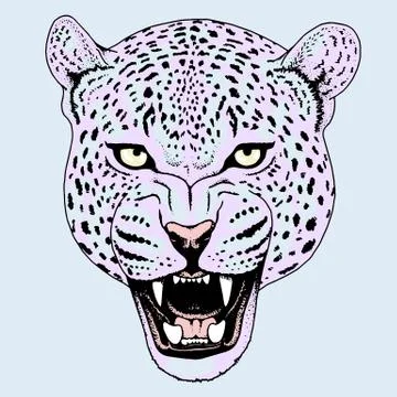 Leopard face tattoo ,Vector illustration, print Stock Illustration