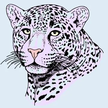 Leopard face tattoo ,Vector illustration, print Stock Illustration