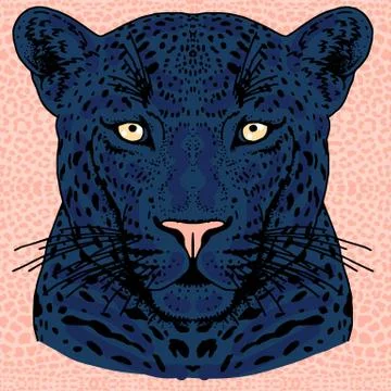 Leopard face tattoo ,Vector illustration, print Stock Illustration
