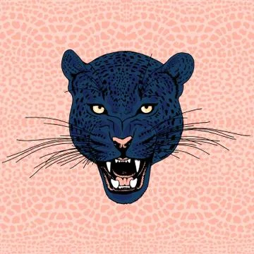 Leopard face tattoo ,Vector illustration, print Stock Illustration