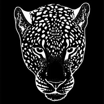 Leopard face tattoo ,Vector illustration, print Stock Illustration