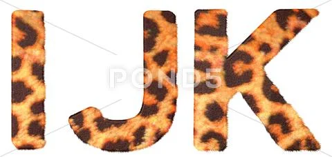 Leopard fur i j and k letters isolated Stock Illustration
