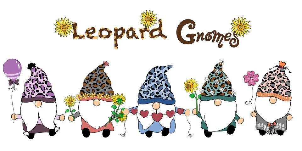 Leopard gnome (set 2 ) Stock Illustration