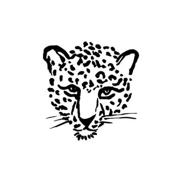 Leopard grunge print. Vector illustration of wild cat head. Illustrazione stock