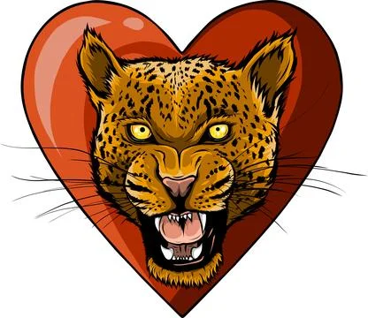Leopard head on heart vector illustration design on white background. digital Stock Illustration