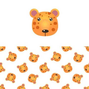 Leopard Head Icon And Pattern Stock Illustration