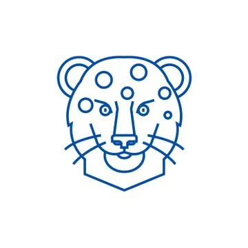 Leopard head line icon concept. Leopard head flat vector symbol, sign, outline Illustrazione stock