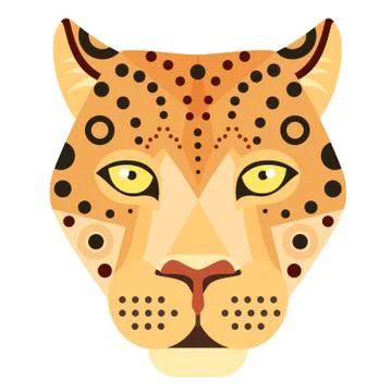 Leopard Head Logo. Cheetah Vector decorative Emblem. Stock Illustration
