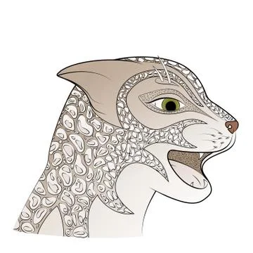 Leopard head vector illustration, Big gray cat. Illustrazione stock