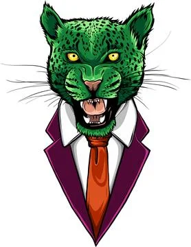 Leopard head in vector, Panthera pardus, big cat, wild animal Stock Illustration