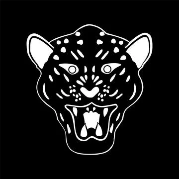 Leopard head vector silhouette illustration isolated. Wild beast Stock Illustration