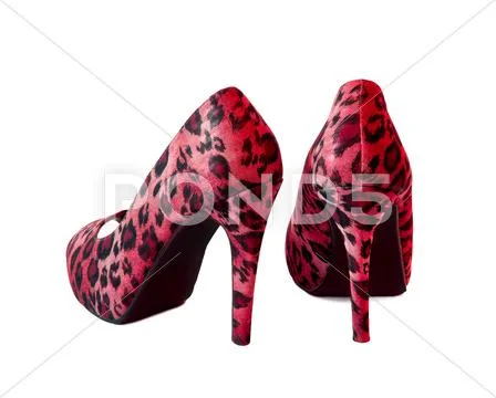 Leopard heel shoes Stock Illustration