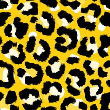 Leopard imitation seamless brush pattern. Vector illustration Stock Illustration