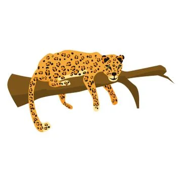 Leopard jumping cute trend style, animal predator mammal, jungle. Vector Illustrazione stock