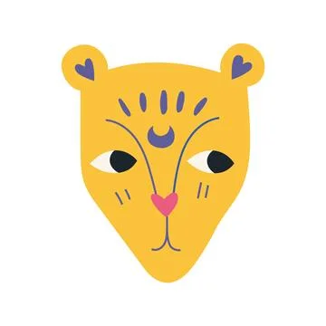 Leopard muzzle, cartoon style. Trendy modern vector illustration isolated o.. Stock Illustration