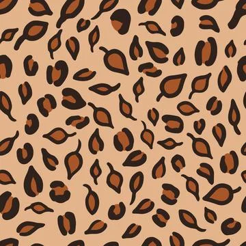 Leopard or jaguar seamless pattern made of fall leaves. Trendy animal print w 스톡 일러스트
