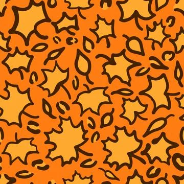 Leopard or jaguar seamless pattern made of fall maple leaves. Trendy animal p Stock Illustration
