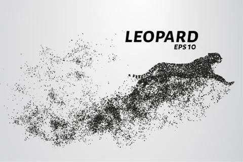 Leopard of particles. The leopard consists of circles and points. Vector illu Stock Illustration