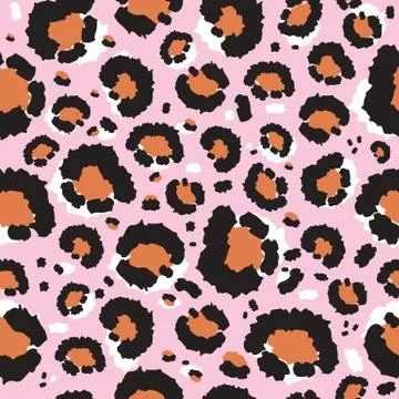 Leopard pattern design - drawing seamless pattern. Lettering poster or t-shir Stock Illustration