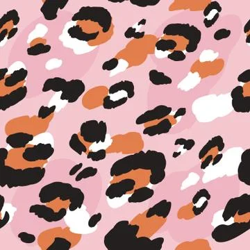 Leopard pattern design - drawing seamless pattern. Lettering poster or t-shir Stock Illustration