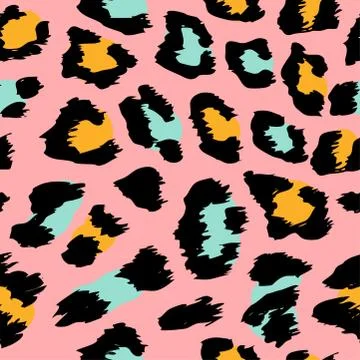 Leopard pattern design - funny  drawing seamless pattern. Stock-Illustration