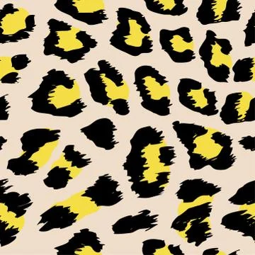 Leopard pattern design - funny  drawing seamless pattern. Stock Illustration