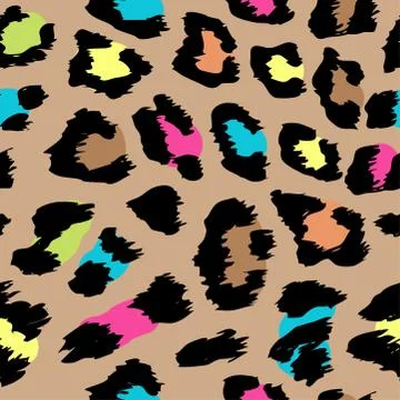 Leopard pattern design - funny  drawing seamless pattern. Stock Illustration