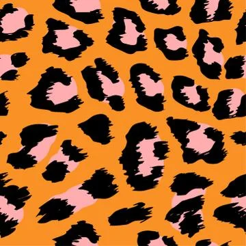 Leopard pattern design - funny  drawing seamless pattern. Stock Illustration