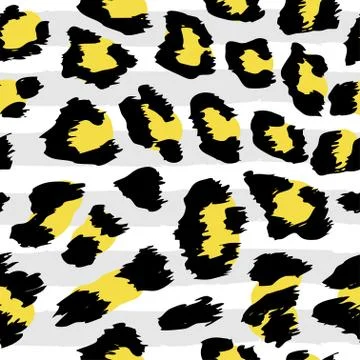 Leopard pattern design - funny  drawing seamless pattern Stock Illustration
