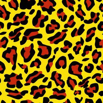 Leopard pattern design funny drawing seamless pattern. Illustrazione stock