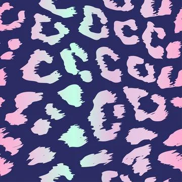 Leopard pattern design in neon blue and pink colors Stock Illustration