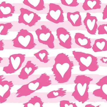 Leopard pattern design with Valentine hearts Stock Illustration