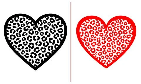 Leopard pattern heart illustration red animal print love design Illustrazione stock