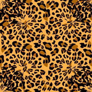 Leopard pattern. Seamless vector print. Realistic animal texture. Black and y Illustrazione stock