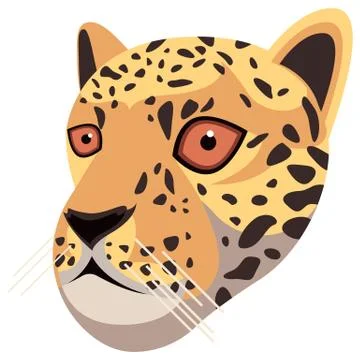 Leopard portrait made in unique simple cartoon style. Head of jaguar. Isolated Stock Illustration
