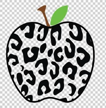 Leopard Print Apple Shape leaf pattern fill black Stock Illustration