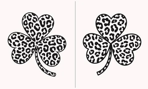 Leopard Print Clover Four Leaf Design for Trendy St. Patrick's Day Apparel Stock Illustration