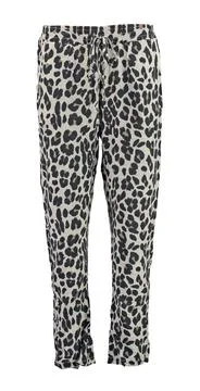 Leopard-print drawstring sweatpants. Front view. Stock Photos