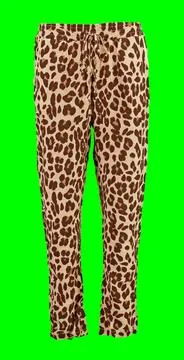 Leopard-print drawstring sweatpants.Front view. Stock Photos