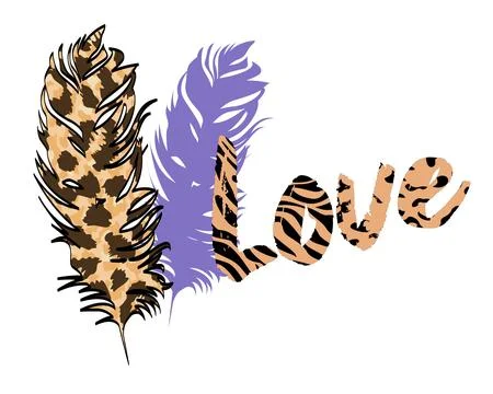 Leopard print feathers Stock Illustration
