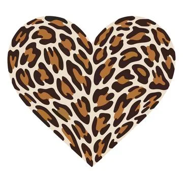 Leopard Print Heart with Brown and Tan Animal Pattern Vector Illustration Stock Illustration