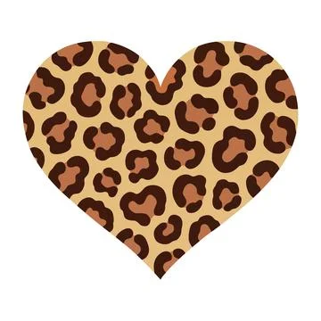 Leopard Print Heart Shape Cute Animal Pattern Love Symbol Stock Illustration