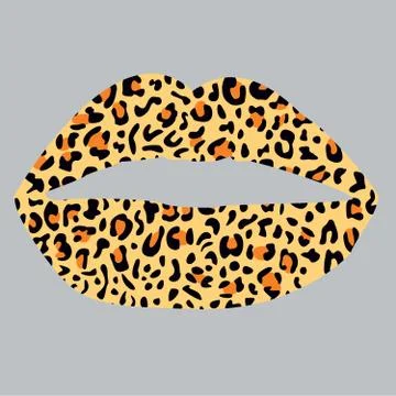 Leopard print lips  Stock Illustration