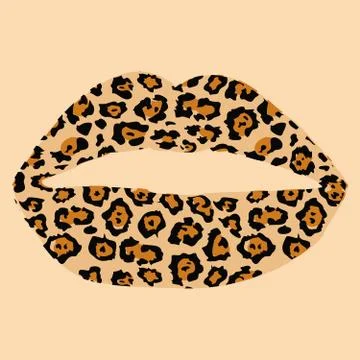 Leopard print lips Stock Illustration